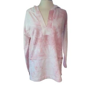 Melloday hooded pullover long sleeve V-neck front pockets tie dye Sz Small NWOT